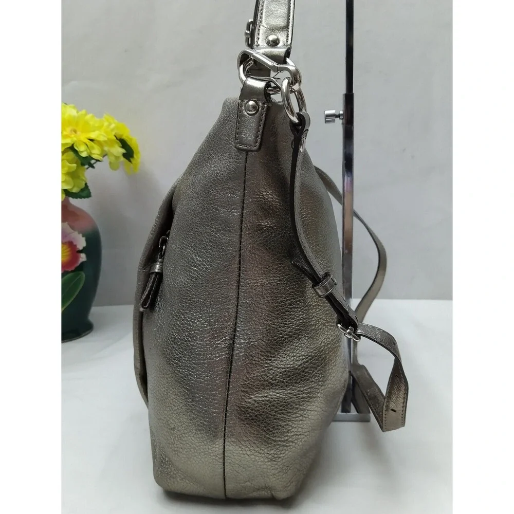 Coach Madison Metallic Gold Leather Zipper Hobo Shoulder Bag